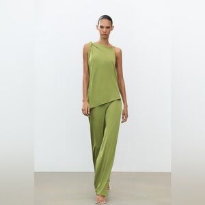 Zara Light Green Wide Leg Pants